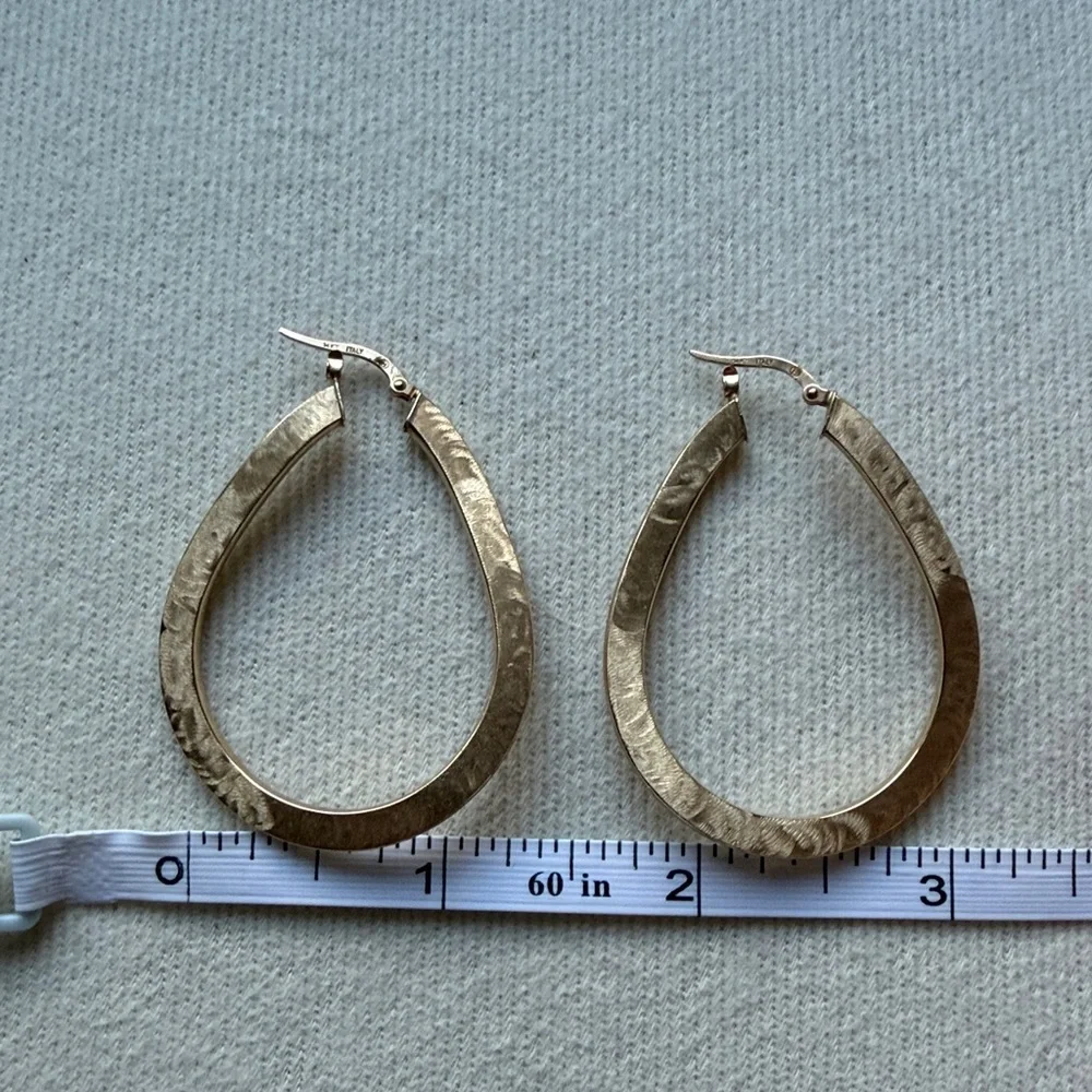 Gold 14kt Teardrop Hoop Earrings - Made in Italy - Picture 4 of 6